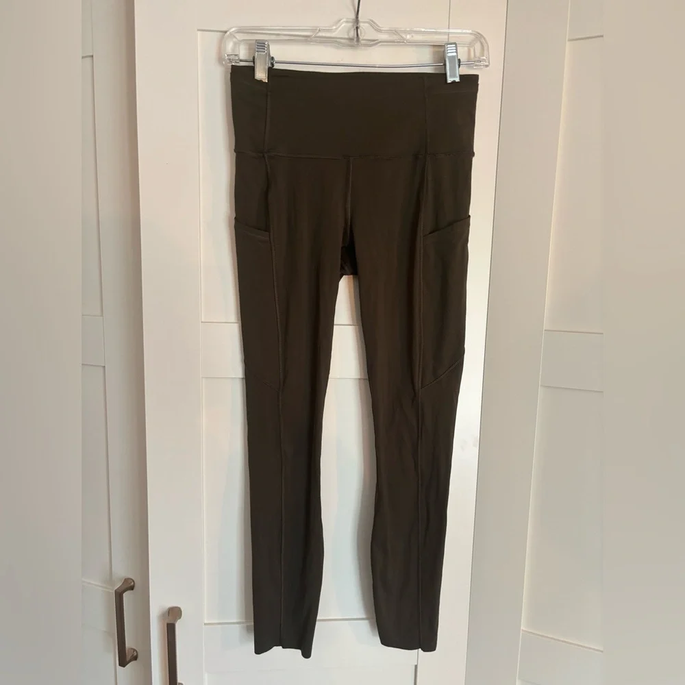 Lululemon Wunder Train High-Waisted Leggings Olive Green Size 6 Athletic Run